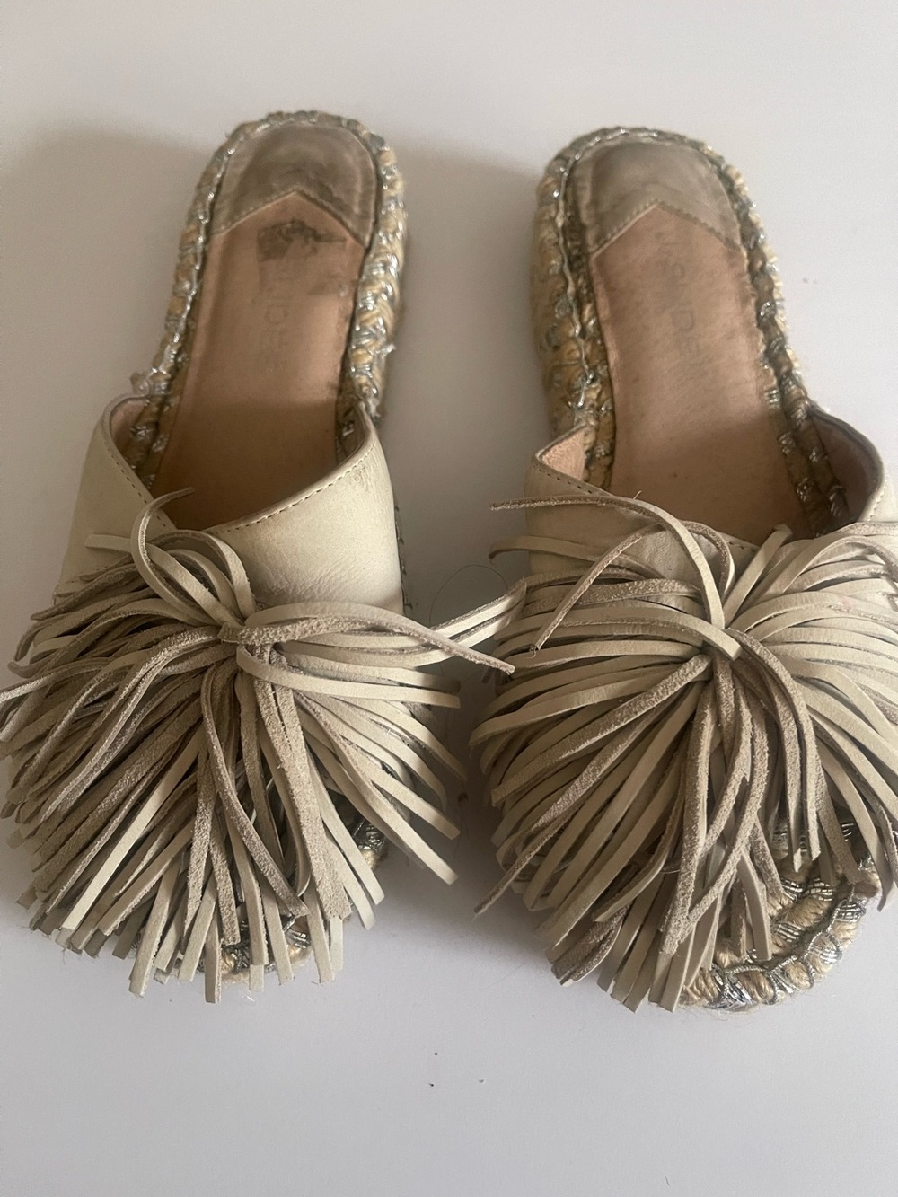 J Slides NYC Tan Tassell Sandals Size 7.5